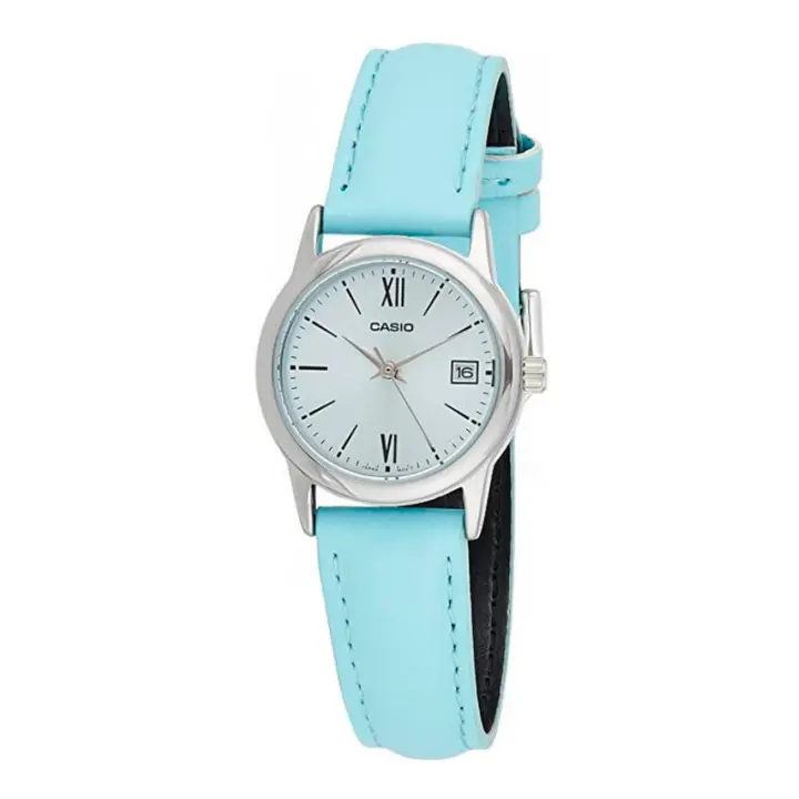 Reloj Casio señora LTP-V002L-2B correa material celeste con calendario LTPV002L2B - 1