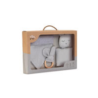 SET DE BAMBÚ DOU DOU BANDANA Y MORDEDOR MUSELINA OSO, CAJITA IDEAL REGALO,MARCA INTERBABY - details 1