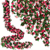 Vine De Flores Artificiales De Rosas 250CM Para Decoración De Hogar Bodas Jardín Exterior Adorno De Rattan Sin Mantener - details 0