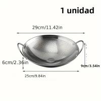 Sartén De Acero Inoxidable 29cm/11 Pulgadas Con Asa Resistente Al Desgaste Para Cocinar Pasta Carne Arroz Ramen Antiadherente - details 4