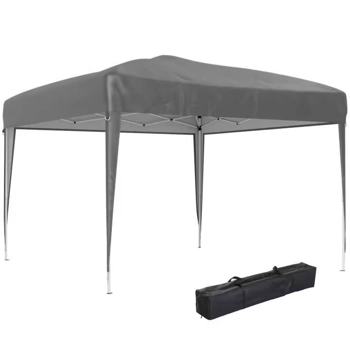 Outsunny Carpa Plegable 3x3 m, Pop-up, Cenador Pabellón de Jardín, Altura Ajustable con Bolsa de Transporte, Tela Oxford 210D Anti-UV, Impermeable, Gazebo para Camping, Fiestas, Exterior, Gris - 1