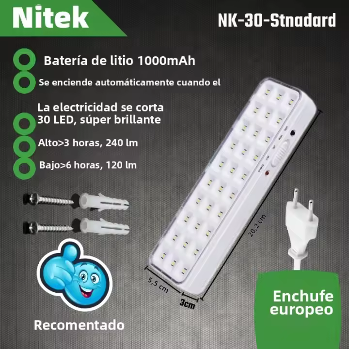 Lámpara De Emergencia LED Recargable Portátil Para Camping Y Uso Doméstico Con Luz De Trabajo Interior Iluminación Automática Para Salida Y Pared - 1
