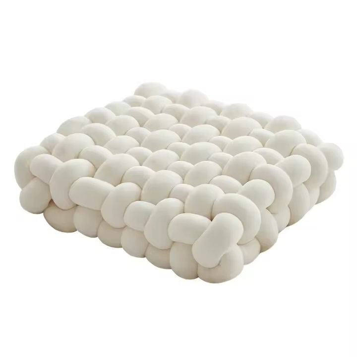 Cojín De Lujo Hecho a Mano En Forma De Nudo 2024 Cuadrado Nórdico Estético Para Decoración De Silla De Oficina Y Descanso De Espalda Material Poliéster/Celulosa Relleno De Memoria - 1