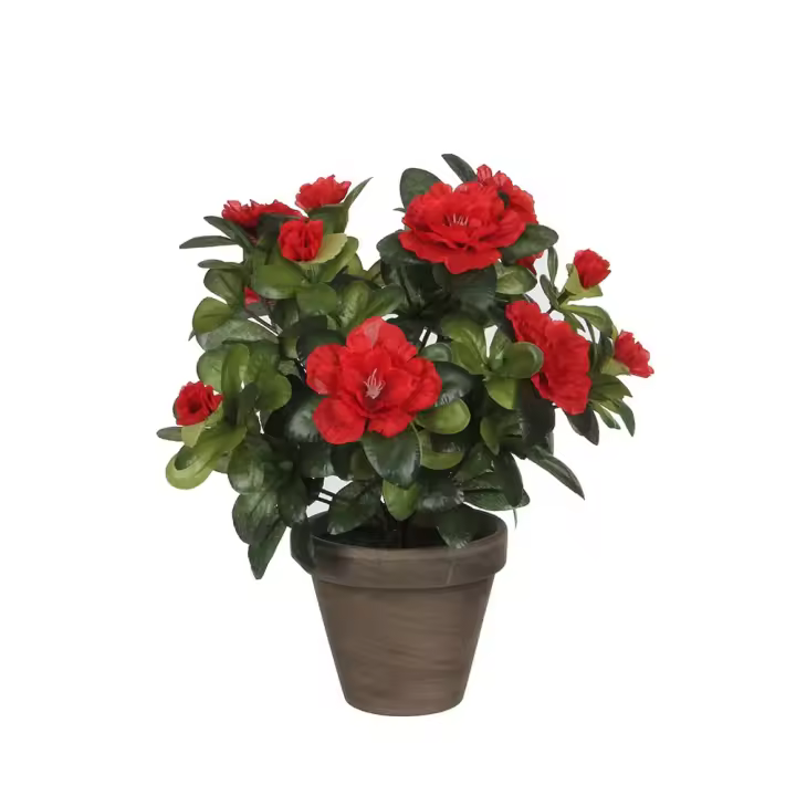 azalea artificial roja en tiesto gris ø11,5x27cm - 1