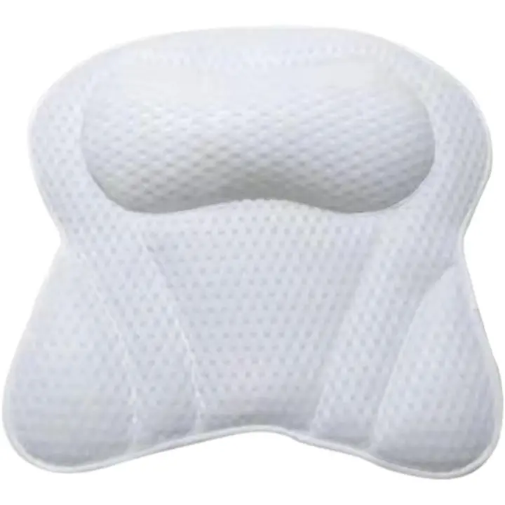 Almohada de baño de spa de lujo con tecnología de malla de aire 4D, hipoalergénica, ventosa antideslizante, soporte para cuello y espalda, secado rápido, lavable a máquina, accesorio de baño relajante de regalo - 1