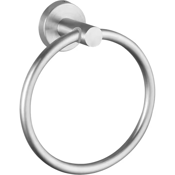 Toallero de aro, accesorios de baño, toallero de aro de pared, toallero redondo simple de acero inoxidable, para baño y cocina, níquel cepillado - 1