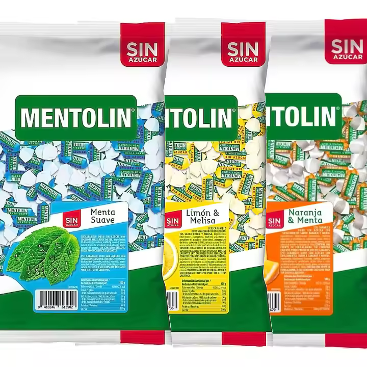 MENTOLIN PACK 3 Kg caramelos sin azúcar garganta Menta Suave & Limón Melisa & Naranja - 1