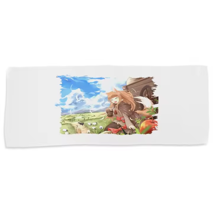 MERCHANDMANIA TOALLA MEDIANA GIMNASIO ABSORBENTE Ookami to Koushinryou chica lobo suave con bolsita - 1