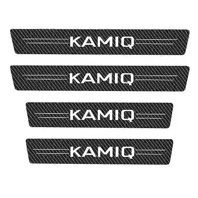 Piezas de vehículos de motor Umbral de la puerta del coche Placa del desgaste Protector de alféizar de fibra de carbono Pegatinas para Skoda Kamiq 2018 2019-2021 Guardias de pedal de entrada de puerta automática - 1