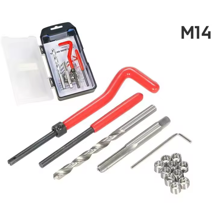 JOMAFA - Juego Para Reparar Roscas Con HELICOIL M14 x 1.25 x 12.4mm , 15 Piezas - 3390 - 1