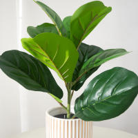 Planta Artificial De Banyan 38cm Con 9 Hojas Forks Para Decoración De Jardín Y Exteriores Small Desk Plants Para El Hogar - details 1