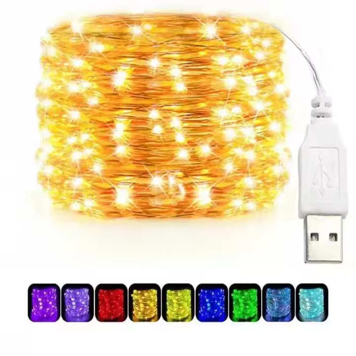 Luces De Cadena LED USB 5/10/20M De Hilo Plateado Impermeable Para Decoración De Fiesta Navidad Boda Y Vacaciones - 1
