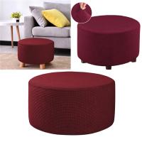Cubierta De Terciopelo Polar Elástica Para Pie De Silla 1PC Cubierta De Ottomán Redonda De Spandex Protector De Pie De Silla Para Sala De Estar Hogar - details 18