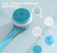 Juego de Pinos corporales Eléctricos, Pecador de baño recargable e impermeable, Pecador giratorio para la piel con 4 cabinas de Pecador para liar, masajear y exfoliar para Mujeres y Hombres - details 1