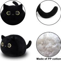 Cojín de plush de Gato Negro de 50 cm, cojín de plush de Gato Gordo kawaii, cojín lumbar relleno para niños, decoración del Hogar, Gift de cumpleaños, Día de San Valentín, Navidad - details 3