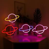 Lámpara Neón LED De Forma Planetaria Tierra Para Decoración De Pared Hogar Y Fiestas Luz Nocturna Con Batería Incluida - details 1