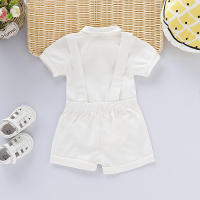 Conjunto De Ropa Para Bebé Niño Nuevo Nacido Verano 0-24 Meses Camisa Con Corbata Camiseta De Manga Corta Y Pantalón Con Suspensión 2PCS - details 2