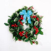 Corona Navideña Con Bayas Rojas Y Hojas Verdes Guirnalda Colgante De Flores Artificiales Para Decoración De Navidad Y Año Nuevo - details 1
