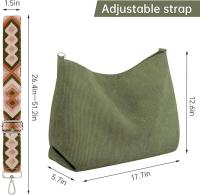 Bolso de mano de pana para mujer con cremallera, bolsos de hombro de gran capacidad con correa ajustable y bolsillos - details 2