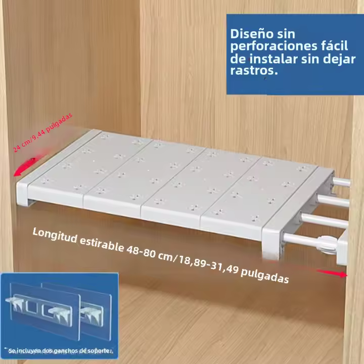 Divisor De Armario Retráctil 1PC Diseño De Ahorro De Espacio Para Almacenamiento En Armario Y Dormitorio - 1
