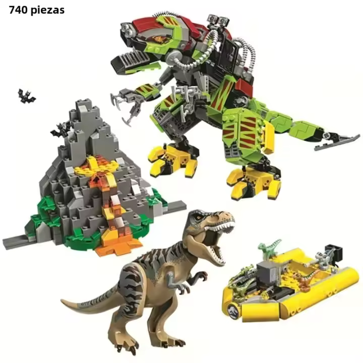  Serie Dinosaurio Mundial T-Rex Vs Mecha Dinosaurio Pequeño Velociraptor Gran Fuga Juguetes Para Niños Regalos De Navidad Bloques De Construcción Pequeños Compatible Con Lego Material ABS - 1