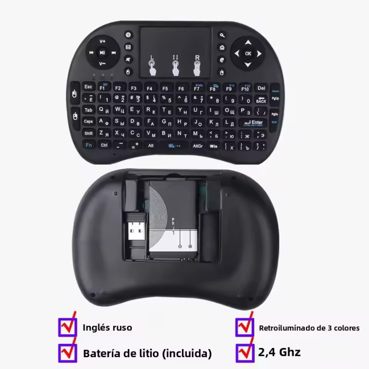 Teclado Mini RGB Bluetooth 5.0 2.4G Wireless Dual-mode Recargable Con Touchpad Para Android TV Box Teclado Inalámbrico Para Laptop - 1