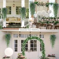 3pcs Plantas Colgantes Artificiales Falso Eucalipto Hojas Verdes Vínculo Plástico Resistente Al UV Para Exterior Decoración De Fiesta - details 0
