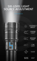 Linterna Táctica Super Brillante 20000LM 100W GT60 Longitud De Rayo Potente Torcha LED Recargable USB Usando 4 Baterías 181350A - details 13