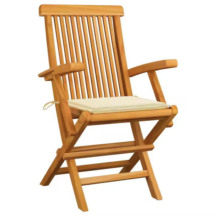 Sillas de Jardín 4 UDS Madera Teca con nata - 1