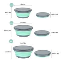 Tazas De Silicona Plegables 3 Piezas Con Tapa Set De Bollos Portátiles Para Almuerzo Eco-amigables Tamaño round - details 3