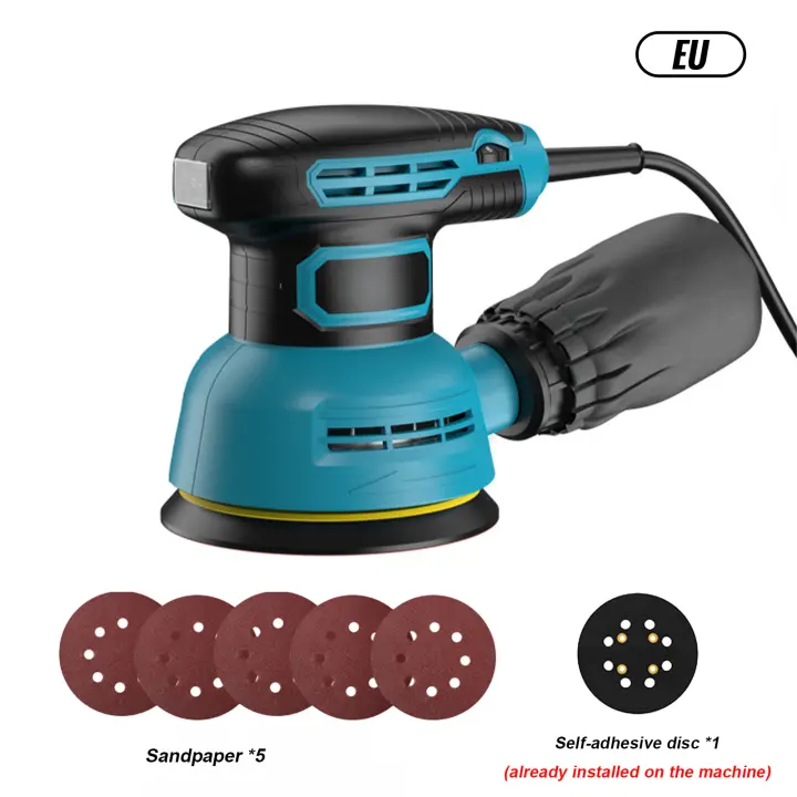 Lijadora eléctrica de 300W, pulidora Orbital aleatoria, lijadora de velocidad Variable con papel de lija de 125mm, máquina pulidora para coche, herramientas de bricolaje - 1
