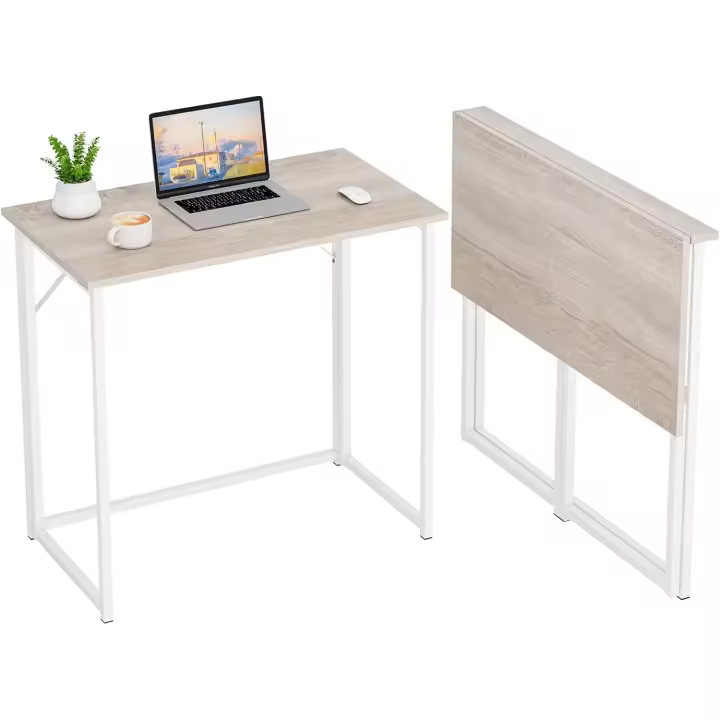 Mesa Escritorio Plegable, Compacto, Estable y Fácil de Montar, Mesa Ordenador para Casa Oficina y Cualquier Poco Espacio, Color Blanco, 80 x 46 x 74 cm - 1