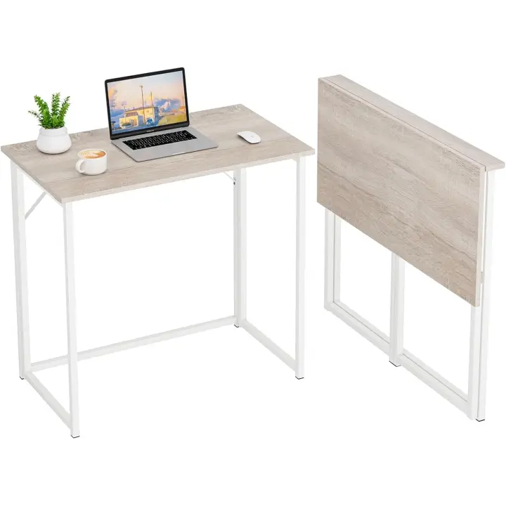 Mesa Escritorio Plegable, Compacto, Estable y Fácil de Montar, Mesa Ordenador para Casa Oficina y Cualquier Poco Espacio, Color Blanco, 80 x 46 x 74 cm - 1