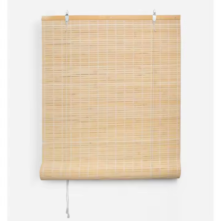 Persiana Enrollable de Bambú para Interiores, Cortina de Protección Solar y Privacidad para Puertas y Ventanas, Natural - 1