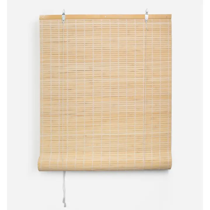 Persiana Enrollable de Bambú para Interiores, Cortina de Protección Solar y Privacidad para Puertas y Ventanas, Natural - 1