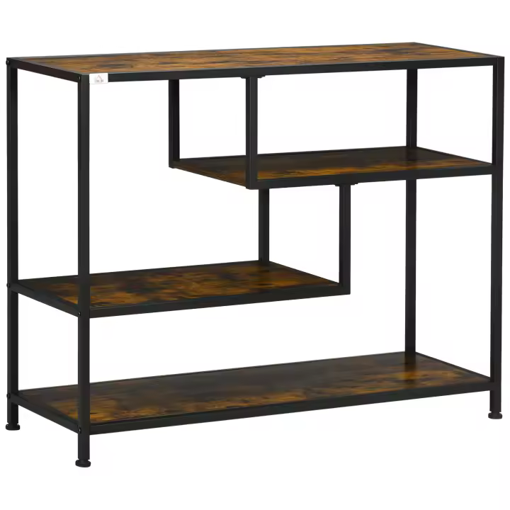 HOMCOM Mesa consola, mesa de recibidor con 4 niveles, mesa auxiliar, estante de pie con protección antivuelco, mesa de sofá de diseño industrial, para salón, pasillo, acero, 99,6 x 33,6 x 74 cm - 1
