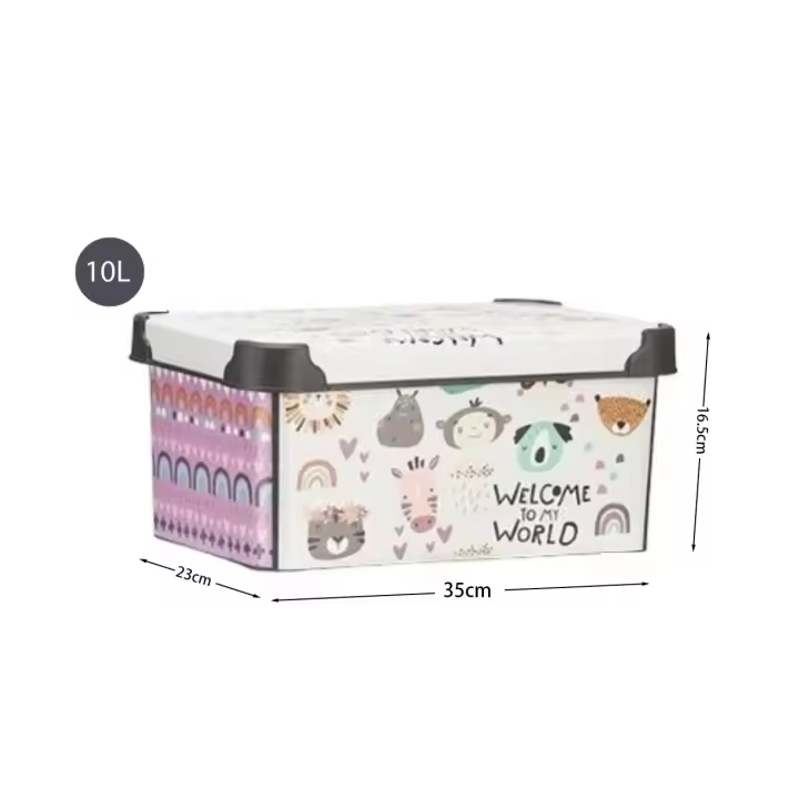 Caja de Almacenamiento Multiuso plástico decorada con Asa para Hogar KIPIT 22L, 10L ,5L- Cajas Organizadoras de Plástico ,Cubo de Contenedores de Almacenaje, Caja de Almacenaje Multiuso. KIPIT(Animals - 22 litros - 39.5x 29.5x 23.5 - 1