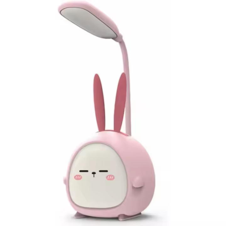 Portátil LED lámpara de escritorio con luz de noche lindo conejito plegable USB carga luz de lectura para dormitorio niños noche estudio (rosa) - 1