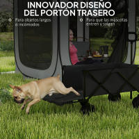 Outsunny Carro Playa Ruedas Grandes Carro de Jardín Plegable con Mango Ajustable Puerta Trasera Expandible Carga 100 kg Carrito Transporte para Todo Terreno Jardín Campaña Compra Negro - details 5