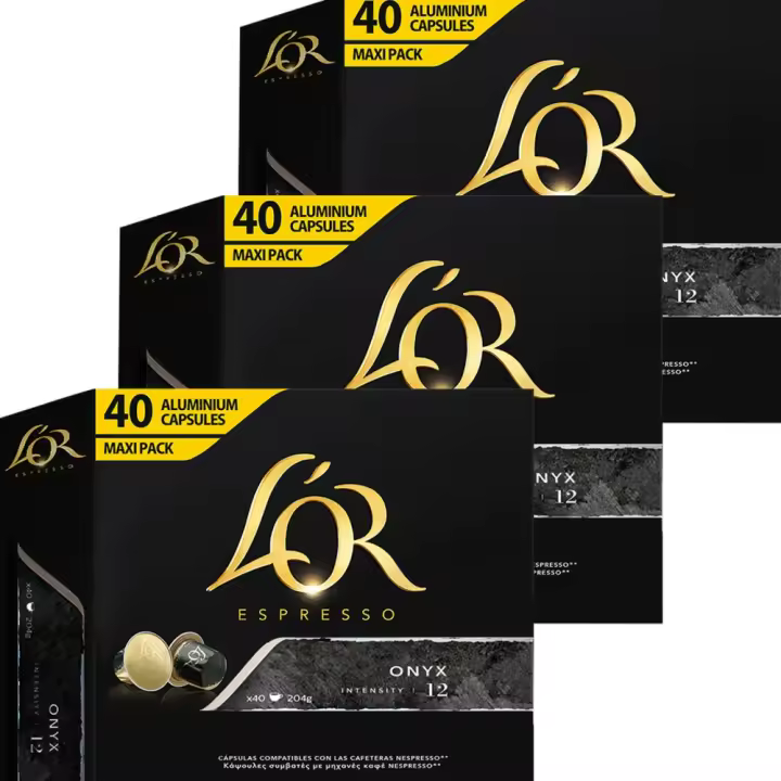 3 cajas de  Onyx L'OR 40 Cápsulas Maxi Pack compatibles nespresso - 1