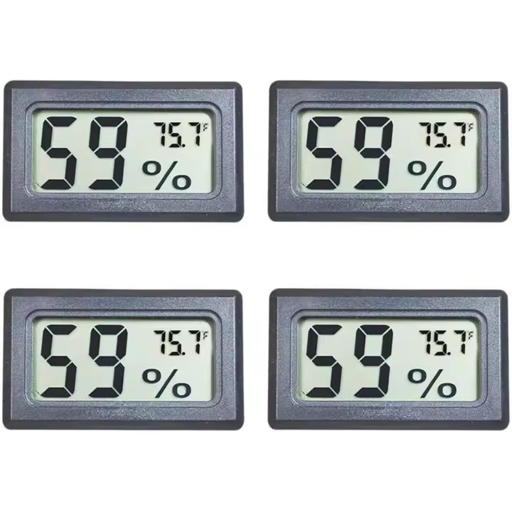 Paquete de 4 mini medidores digitales de temperatura y humedad, termómetro e higrómetro para interiores, pantalla LCD en grados Fahrenheit (℉) - 1