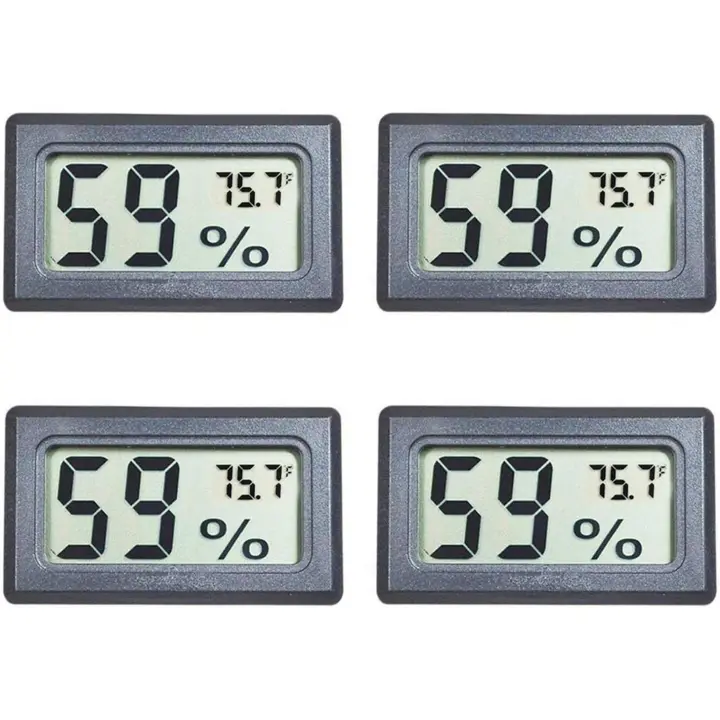 Paquete de 4 mini medidores digitales de temperatura y humedad, termómetro e higrómetro para interiores, pantalla LCD en grados Fahrenheit (℉) - 1