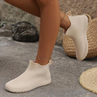 Zapatos De Agua Para Mujer En Color Sólido PVC Cuatro Estaciones Botas De Lluvia Casuales Planas Bajo Cabeza Redonda Para Exterior - details 8