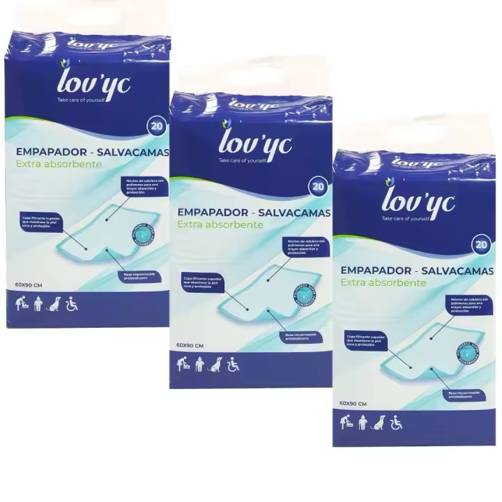 Lov'yc Protector - empapador - salvacamas - 60 x 90cm, Pack 60 unidades (3 x 20ud) - 1
