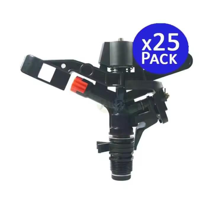 SUINGA Pack 25 Aspersor de riego Agricola 3/4'' | Aspersores de riego cesped 13 a 18 m | Aspersor jardin Angulo Ajustable 0 a 360º - 1