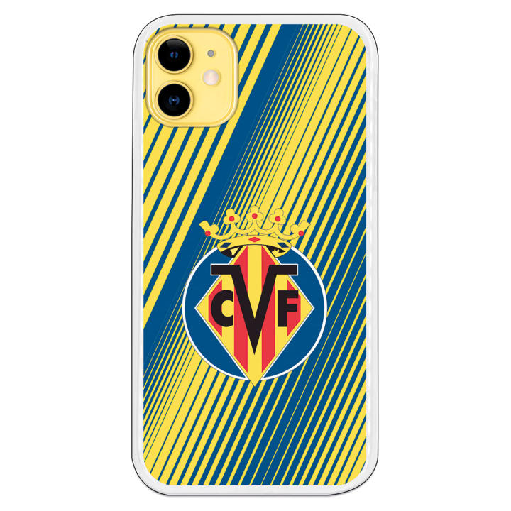 Funda original compatible con iPhone 11 - Villarreal escudo fondo rayas