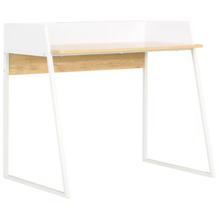vidaXL Escritorio 90x60x88 cm en color Blanco/Blanco y marrón/Negro y marrón | estructura resistente ideal para salón dormitorio o estudio - 1