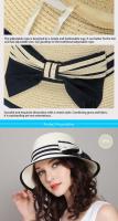 Gorro De Paja Para Mujer Muchique Boater Sombrero De Verano Con Alas Anchas Para Playa Protección Solar Gorro De Viaje Casual Con Lazo - details 6