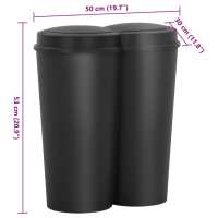 vidaXL Cubo de basura doble negro 50 L - details 7