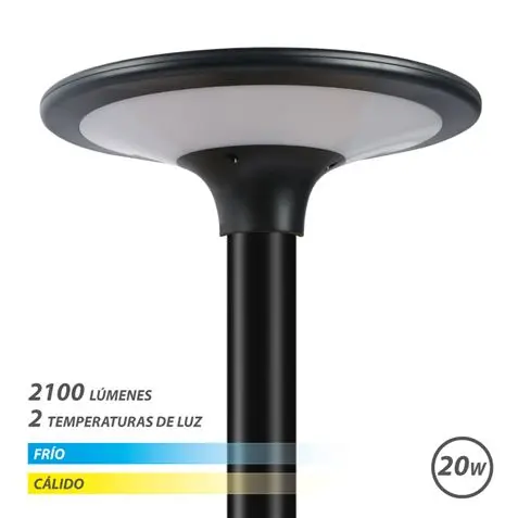 Elbat farola led solar 20w 2100lm 3000k/6000k - color negro - 1